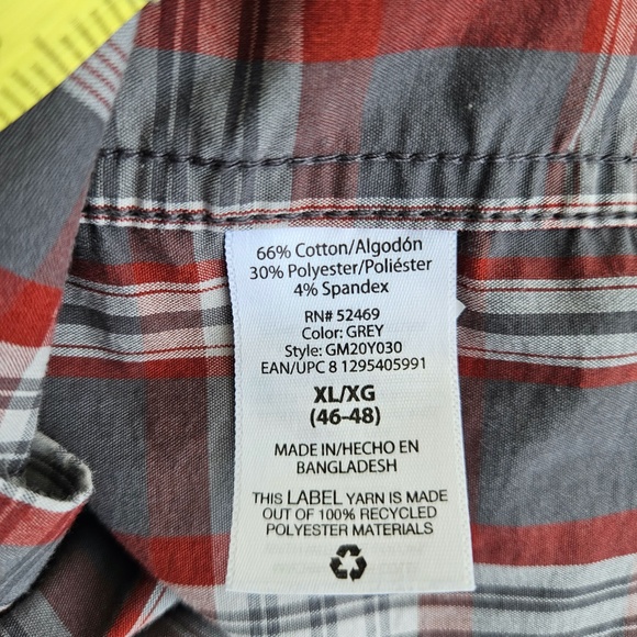 George Mens Classic Fit Button Up Short Sleeve Shirt Grey XL (46-48) - Picture 5 of 10